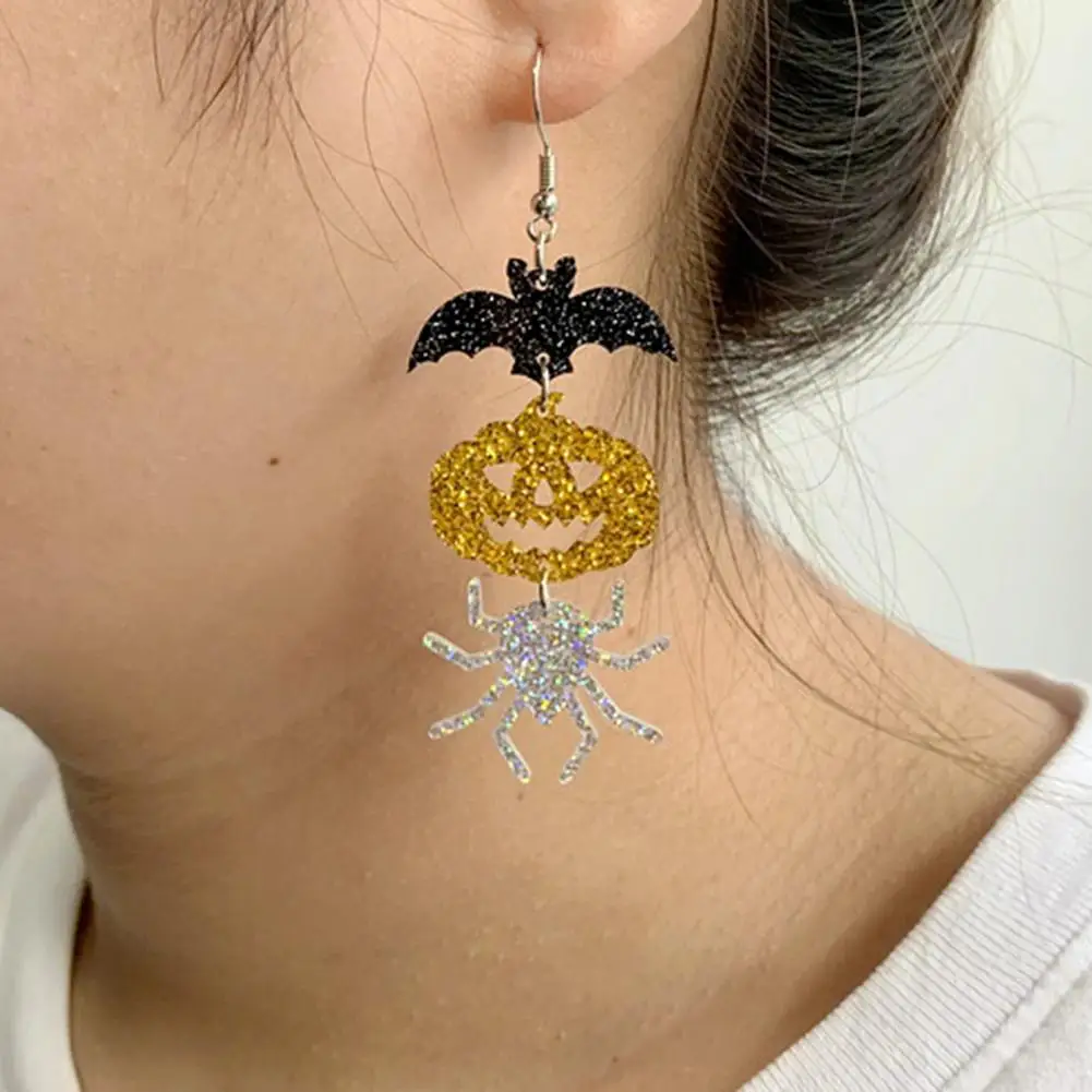 

Women 1 Pair Chic Bat Pumpkin Spider-Shaped Halloween Earrings Lightweight Earrings Punk for Party
