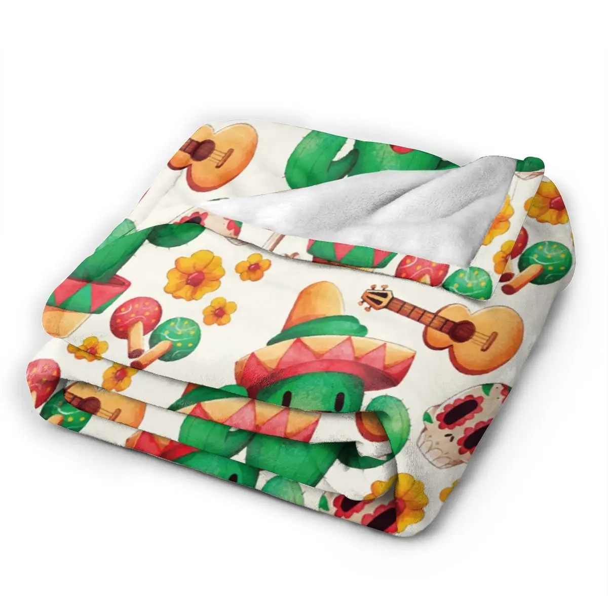 

Soft Warm Fleece Blanket Dia De Muertos Cactus Winter Sofa Plaid Throw 3 Size Light Thin Mechanical Wash Flannel Blankets