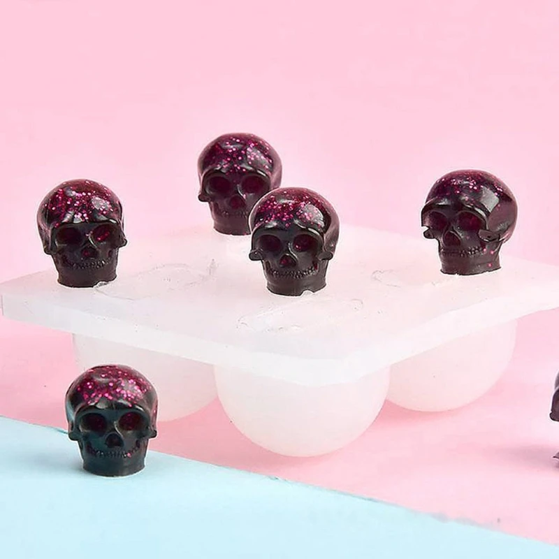 

2Pc Skull Head Bead Resin Mold Skull Beaded Bracelet Jewelry Silicone Mold Tools AXYD