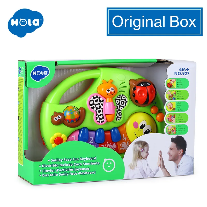 HOLA 927 детские игрушки обучающая машина, игрушка с подсветкой и музыкой и обучающими сюжетами, Игрушка музыкальный инструмент для малышей 6 месяцев - Цвет: WITH BOX