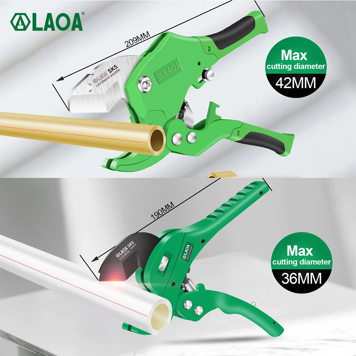 Резак для ПВХ труб LAOA ножницы с храповым механизмом из алюминиевого сплава 36 мм 42