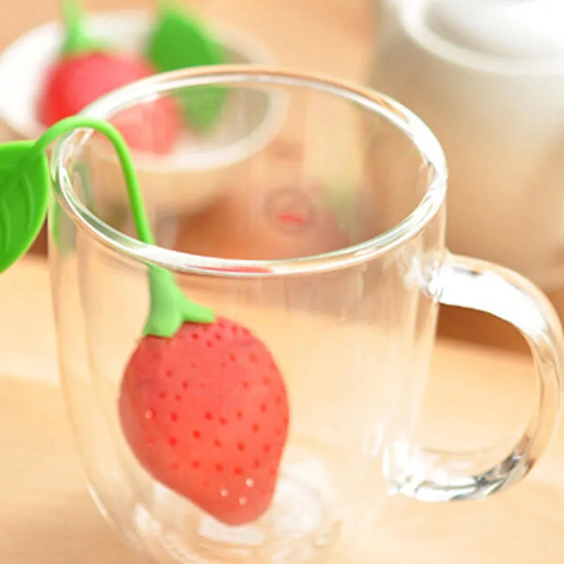 Силиконовый ситечко для чая милая в форме клубники чайный пакетик кухонный набор