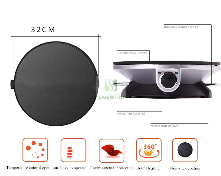 32cm Electric Pancake maker Machine Crepera Circle French Crepes Making Frying Pan Spring Roll Skin machine | Бытовая техника