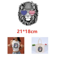 cool lion diy patches on cloths iron on heat transfer printing patches stickers for clothes t shirt appliques washable