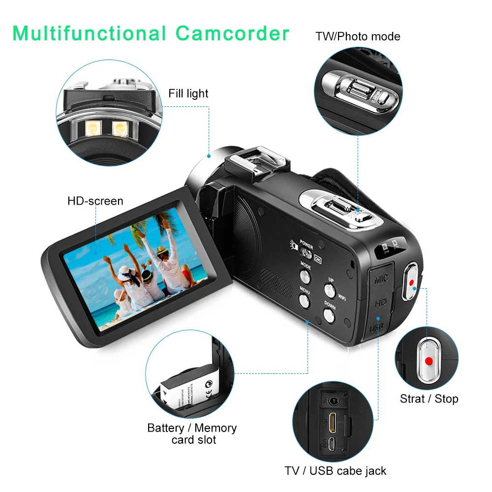 

Cewaal USB Capacitive 2.7K Touch Display Shooting DV Camera Photography Digital Camcorder Small Recorder Video Vlog Camera