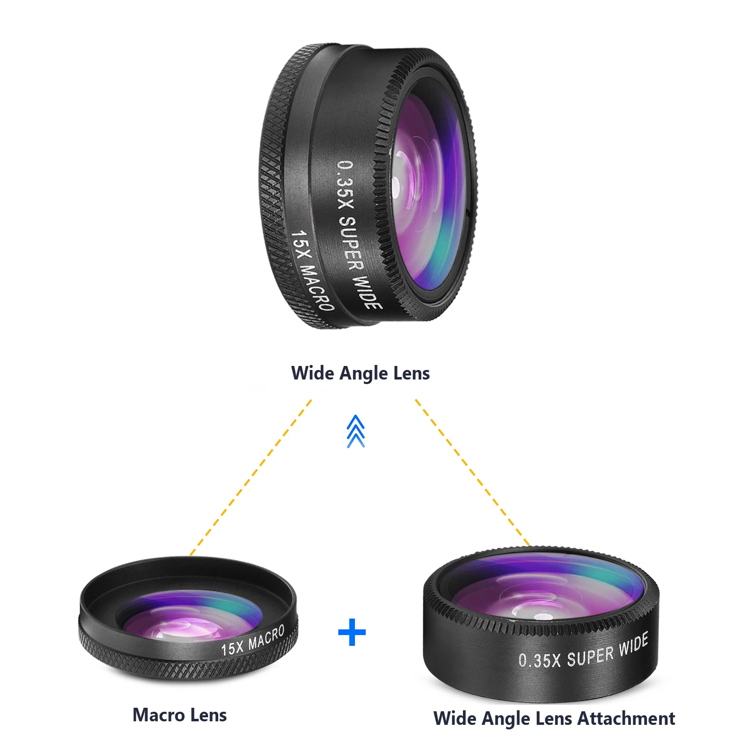 Набор объективов для HD-камеры 5 в 1 объектив рыбий глаз макро 0 35x широкоугольный 2X