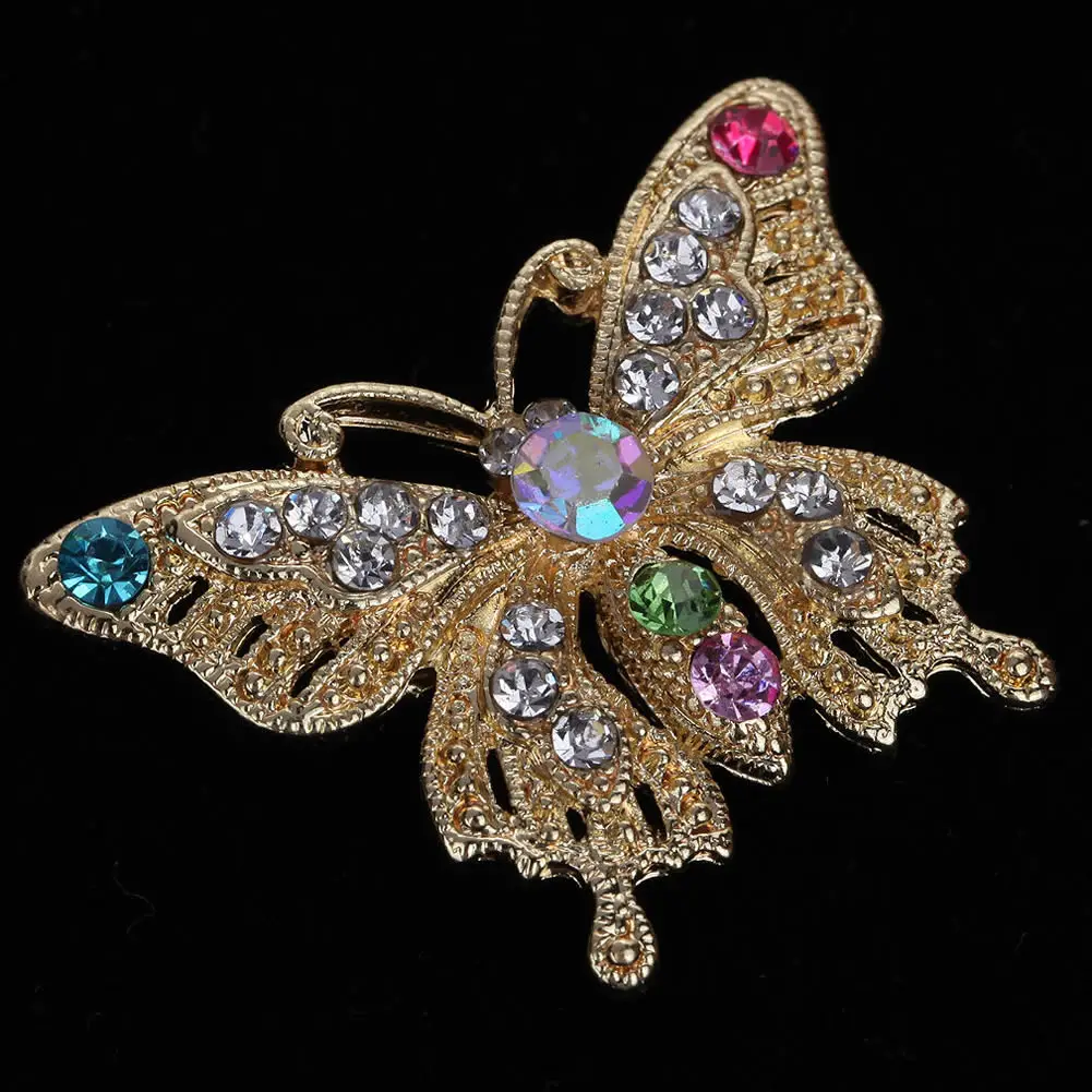 

Women Party Jewelry Gold Color Butterfly Style Crystal Rhinestone Brooch Pin