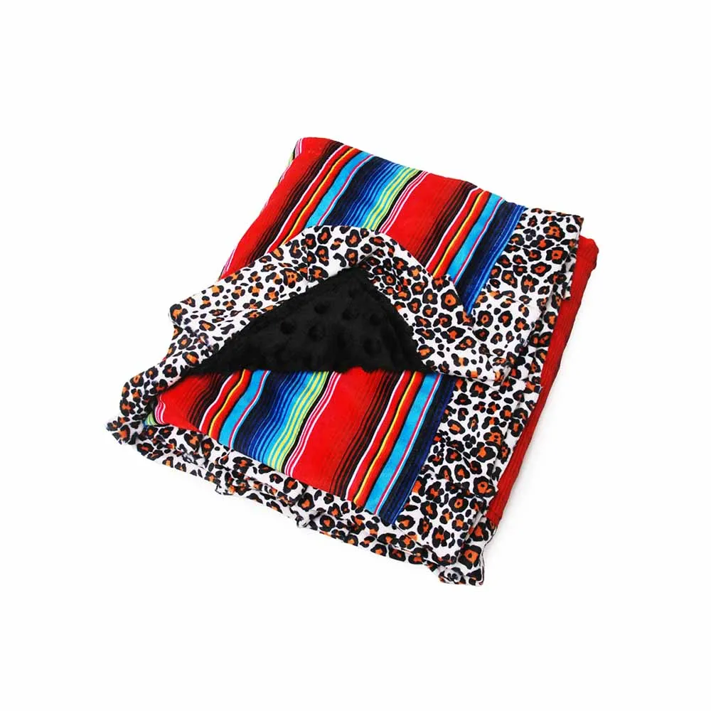 5 pcs Ruffle Minky Blankets Serape Monogrammable Baby Cotton Quilt Leopard Sunflower Blanket DOM1310 |