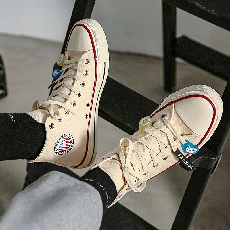 Парусиновая обувь Мужская Осенняя новая Корейская на плоской подошве модная