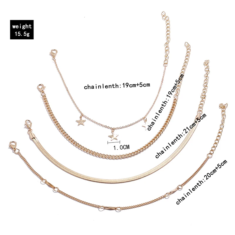 4 шт./компл. классические женские золото пляжные шорты набор ножных браслетов