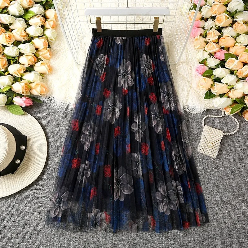 Юбка женская трапециевидная из тюля элегантная повседневная плиссированная