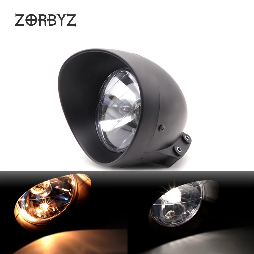 ZORBYZ мотоцикл 6," Хром ABS Пуля Передний светильник головной светильник подходит для Harley cruise Honda Steed Shadow