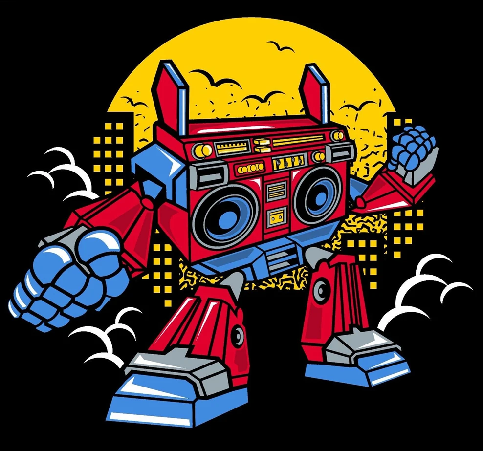 

Футболка с роботом Boombox черная или белая футболка размера плюс
