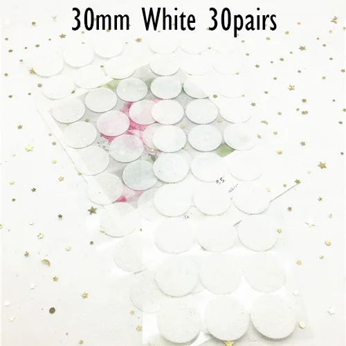 White 30mm 30Pairs 10/15/20/25/30 мм самоклеящаяся крепежная лента на застежке-липучке, сильный клей Magic Стикеры белая дисковая черные монеты на застежке-липучке лента для домашнего Применение - Цвет: White 30mm 30Pairs