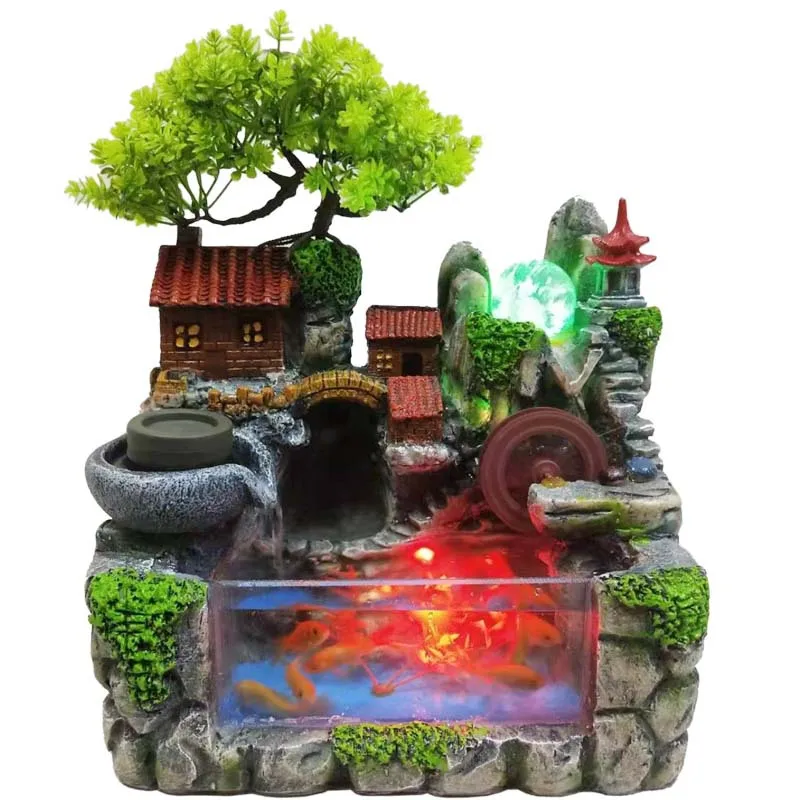 

Креативный домашний офисный китайский рокерский фонтан, пейзаж, аквариум для рыбы, украшение для воды из смолы