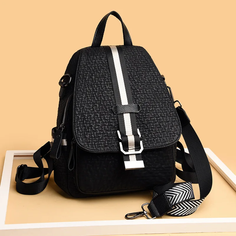 

Cross-border For Ms Han Edition Joker Leisure Rucksack Female 2022 New Tide Soft Leather Schoolbag Small Rucksack To Travel