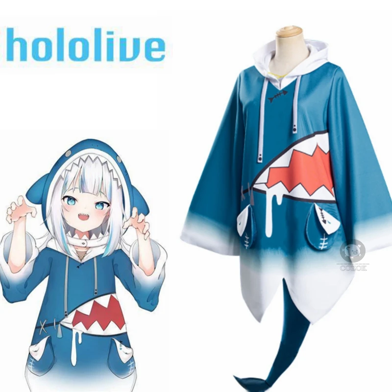 Hololive Gawr Gura Косплей Костюм ENG акула костюм для женщин Хэллоуин Youtuber Полный