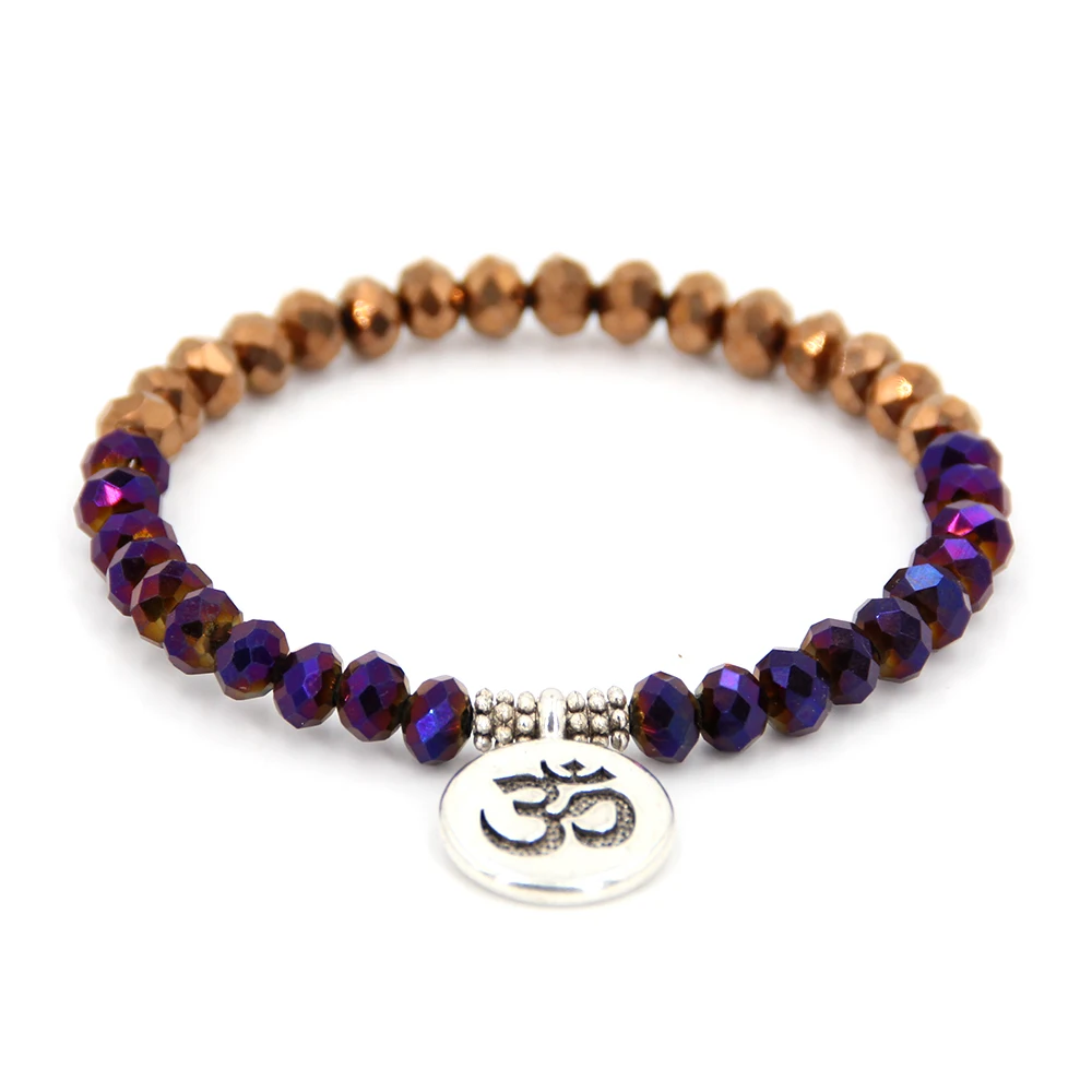 

bracelets for women jewellery Colored crystal glass bead section pulseras yoga Lotus Buddha master Shining charm pulseras mujer