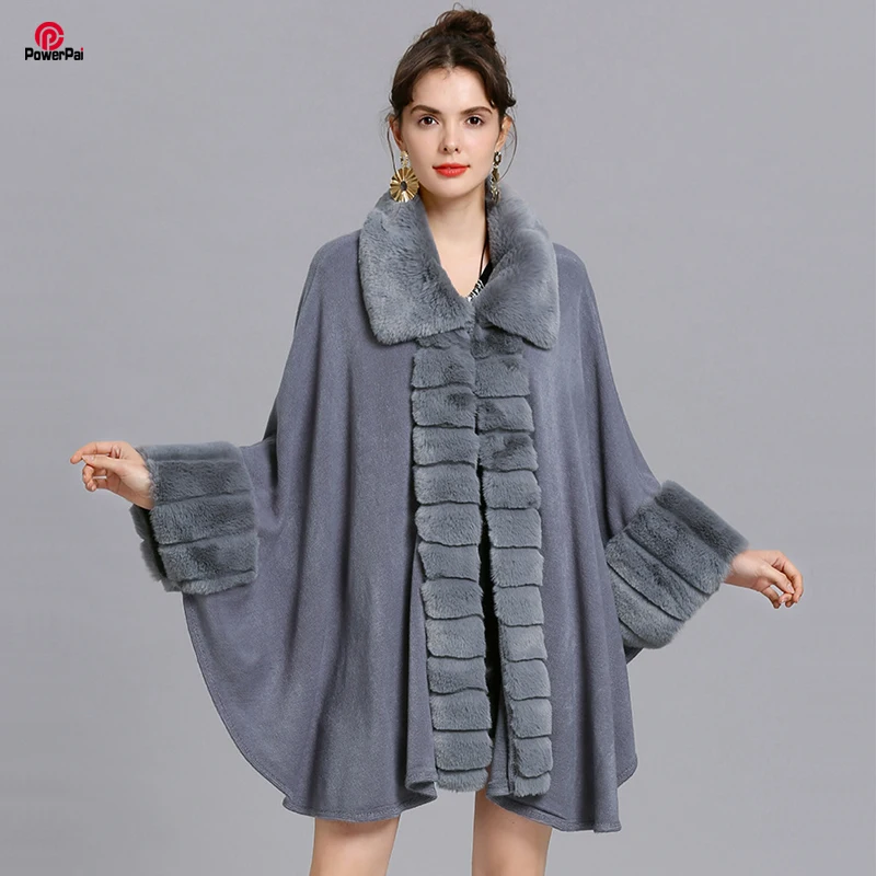 Осенне-зимний вязаный кашемировый свитер из искусственного меха пальто с