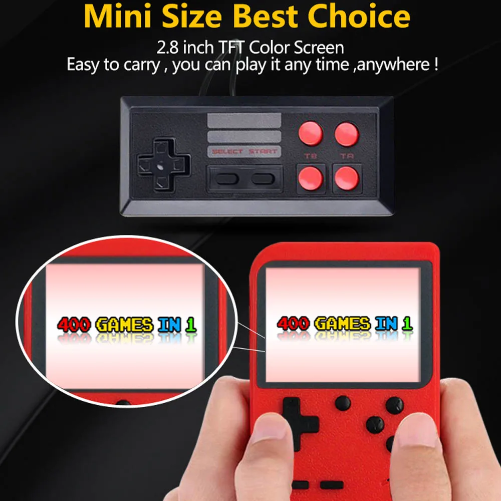 Rovtop портативные игровые игроков чехол для телефона в виде ретро-игровой консоли Портативный мини малыш игровой плеер встроенный 400 игр Поддержка 2 плеер 8 бит 3,0 дюймов
