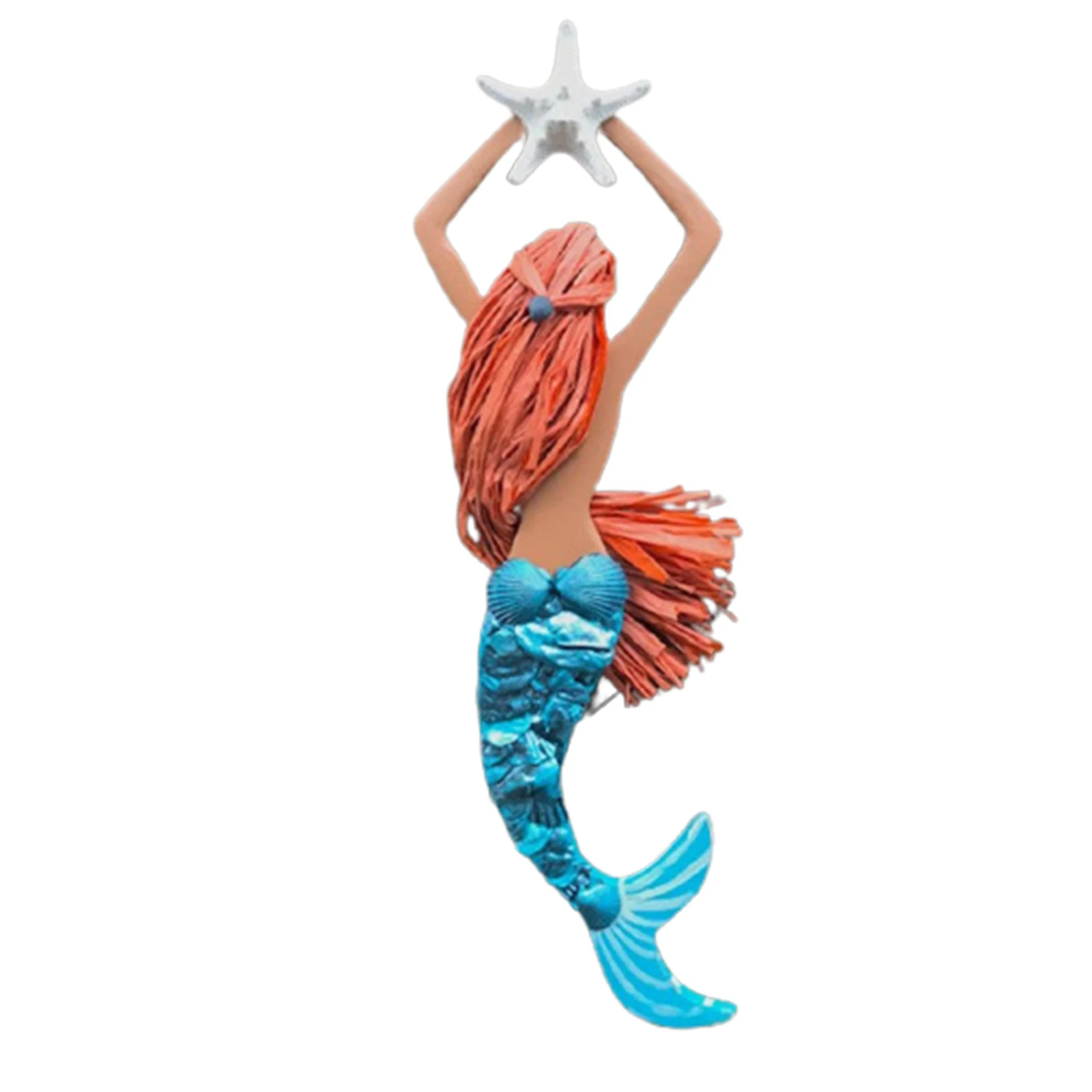 

Wooden Mermaid Wall Art 18inch Seashell Mermaid Hanging Ornament Stained Home Decoration