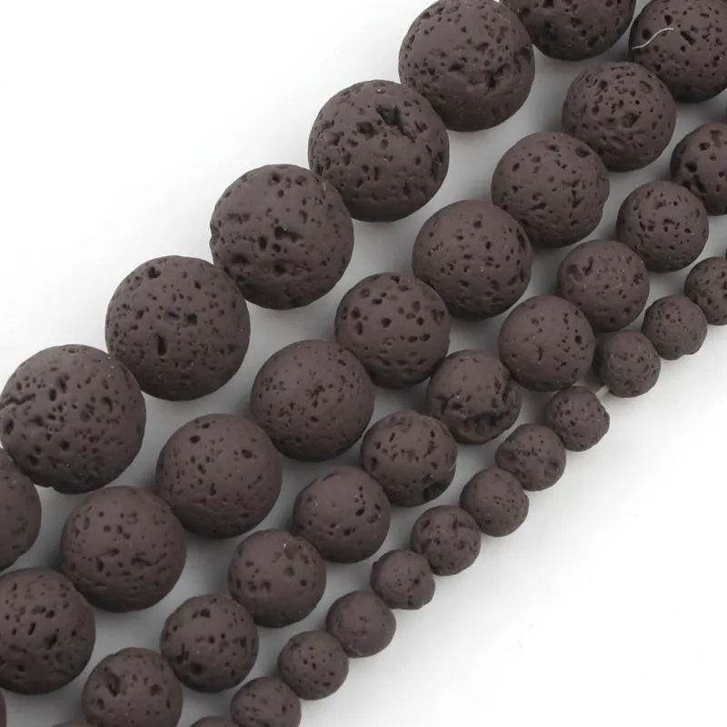 Dark Brown Lava Hematite Stone Beads Round Loose Spacer Bead For Jewelry Making 4 6 8 10mm Natural Volcanic Rock DIY Bracelet | Украшения и