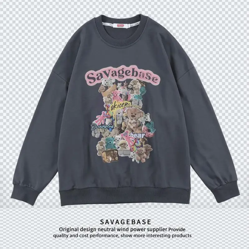 Японский ретро медведь для влюбленных осень и зима плюс бархатный плотный свитер