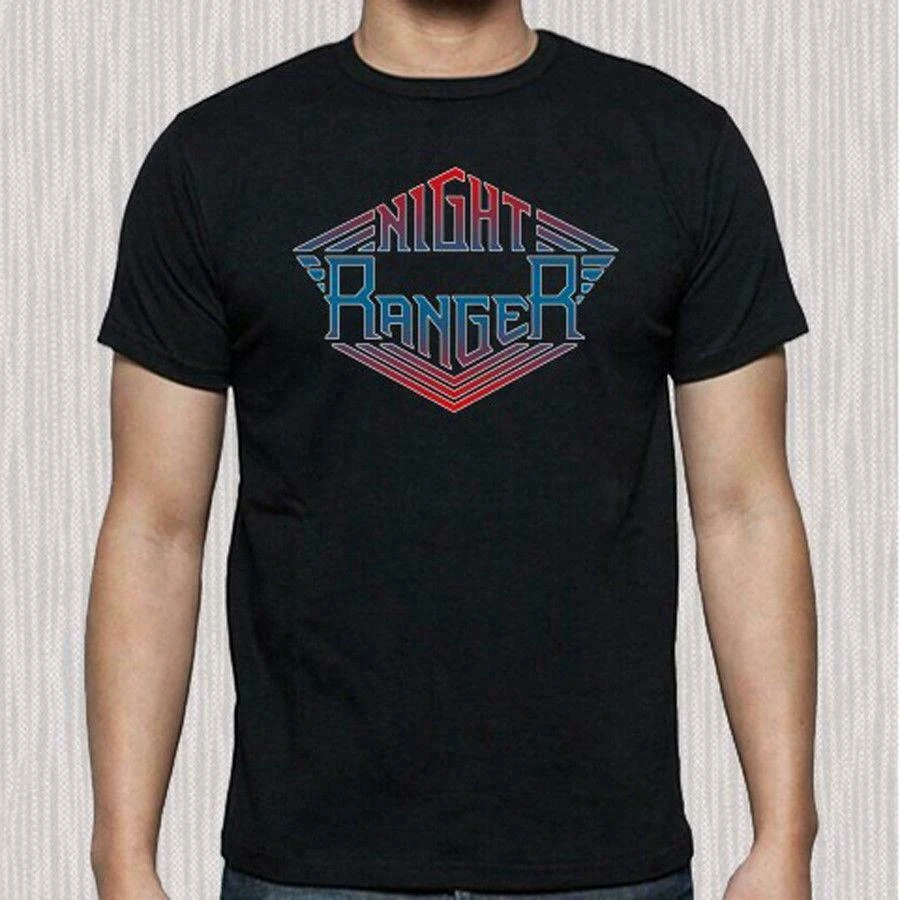 Новая мужская черная футболка с логотипом ночной рейнджер рок-группы Legend Размер S