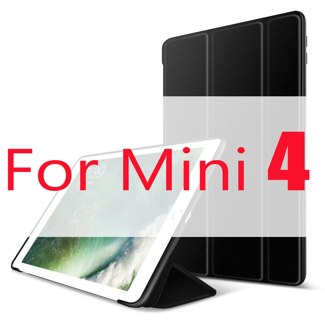 Black For Mini 4 Чехол для iPad Mini 4 3 2 1 чехол из искусственной кожи Силиконовый мягкий чехол для iPad Mini 2 5 чехол Funda - Цвет: Black For Mini 4