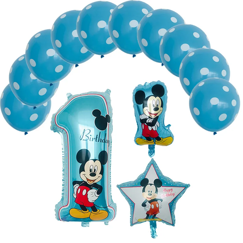blue-13pcs 13 шт. Микки Мышь тема вечерние Микки и Минни Маус серии комплект шаров globos День Святого Валентина день детей день рождения вечерние украшения Дети воздушные шары - Цвет: blue-13pcs