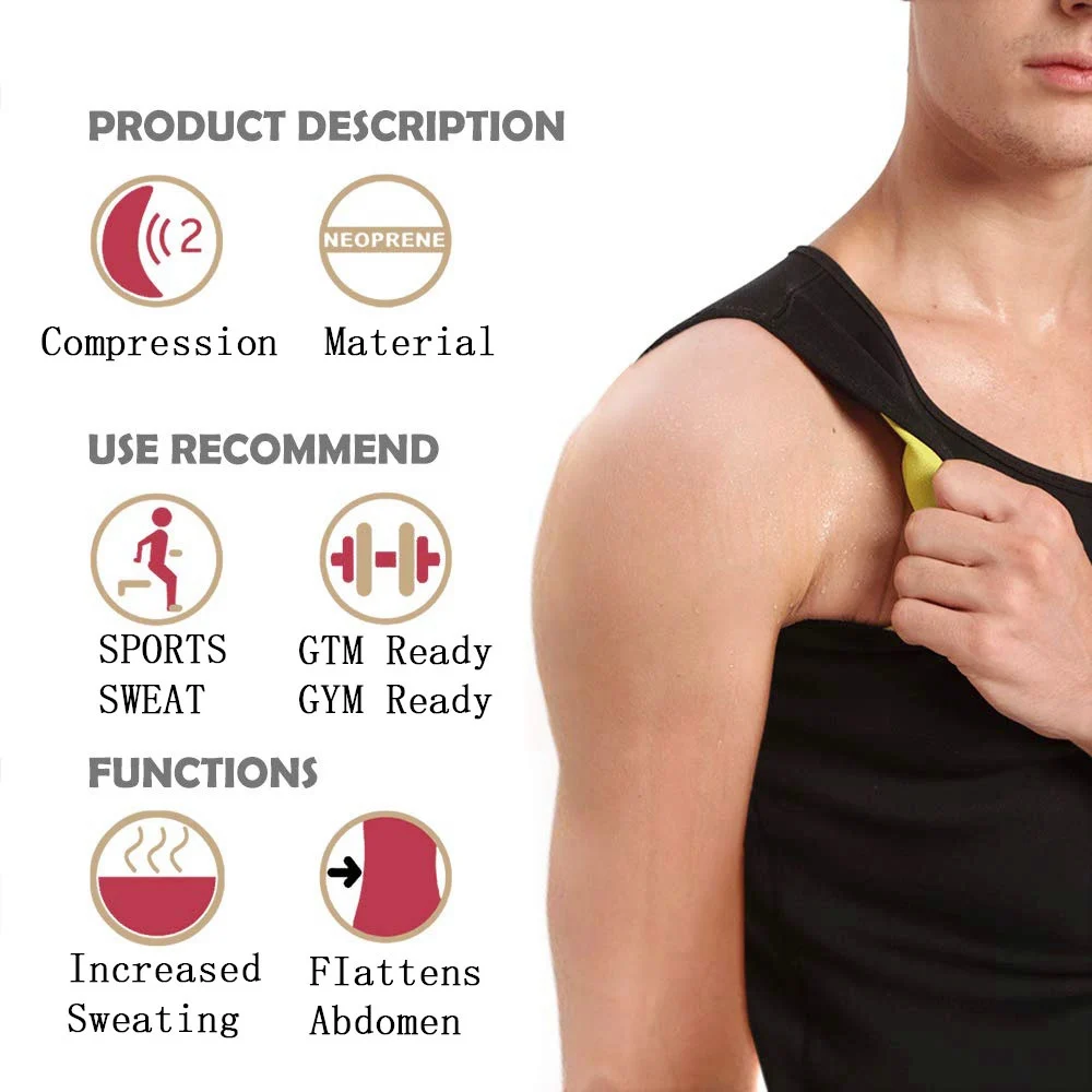 Жилетка для пота с нагревом мужчин и женщин Приталенный корсет похудения