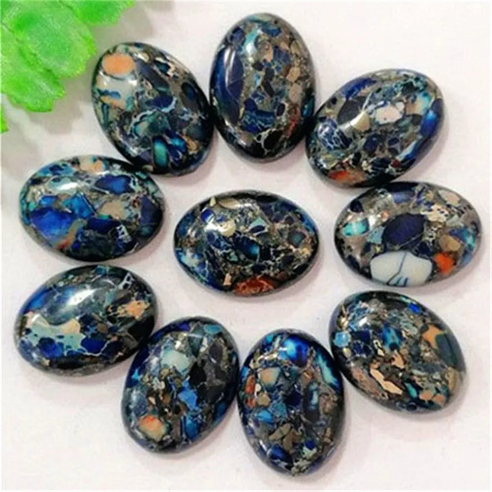 

Овальный кабошон с морской яшмой и Пиритом, 10 шт., 25x18x6 мм, черный и синий морской осадок, кабошон «сделай сам», аксессуары для изготовления юв...