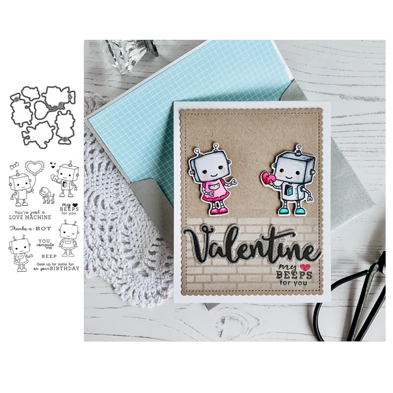 Металлические штампы и резиновые JC буквы робота для скрапбукинга крафтовые