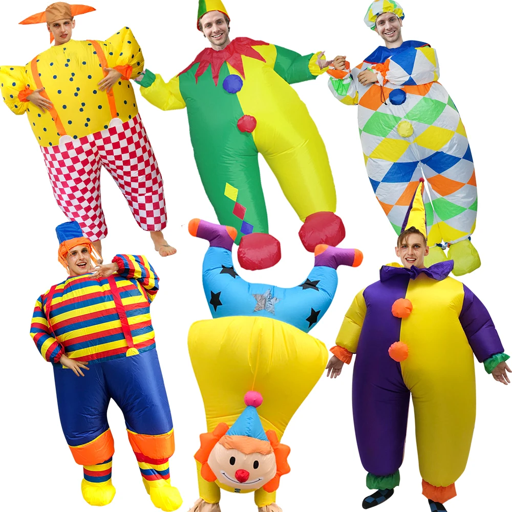 

Party Time Adult Clown Inflatable Costume for Halloween Cosplay Costumes Clowns Funny Suits Carnival Role Play Clown Costume