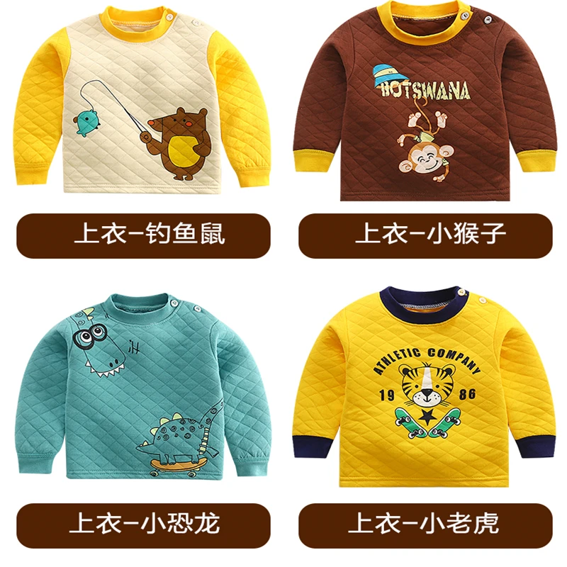 Baby Tshirt Thick Winter Warm Home Wear Newborn Baby Boys Girls Tops T-shirt Kids Clothing Baby Clothes