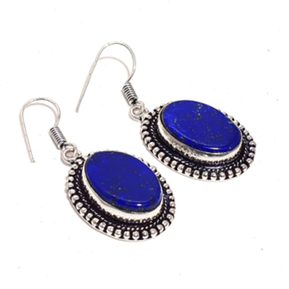 Lapis Lazuli серебряные медные серьги 44 мм E4357|Серьги-подвески| |