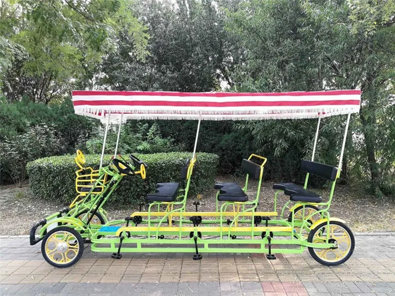 2pcs/lot 4 Wheels Pedal Bicycle Bikes Tandem Rickshaw Surrey Sightseeing Road Bike Passenger Car With Awning 6 Seat | Бытовая техника