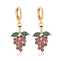 exquisite shiny zircon purple grape dangle earrings for women classic temperament fruit charm hanging earring 2021 trend jewelry