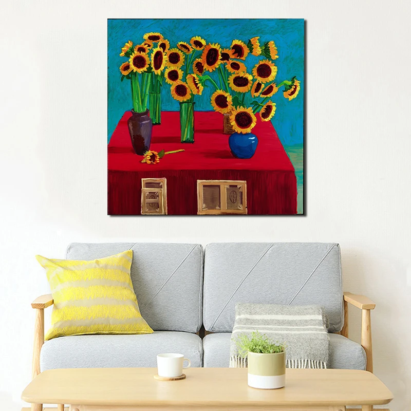 

David Hockneies Sunflowers Wall Art Canvas Poster And Print Canvas Painting Decorative Picture Modern Living Room Home Decor HD
