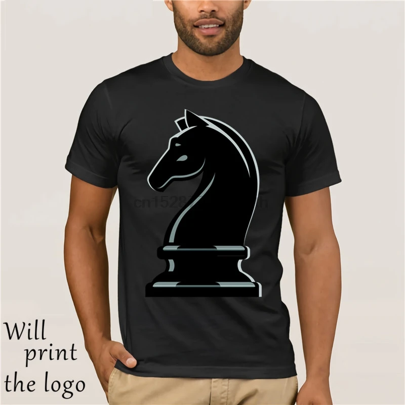 

Chess Piece Knight Fashion Men Black T-shirt Cartoon Print Casual Short Sleeve Cotton Fabric Personalized Cool Tee Shirts