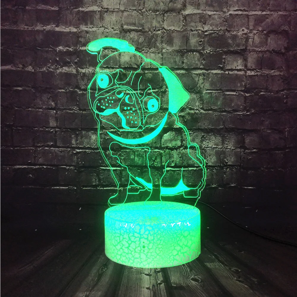 Cartoon Animal Dog Cute 3D Optical LED Night Light For Kids Bedroom Home Decor Illusion RGB Lava Holiday Birthday lamp | Лампы и