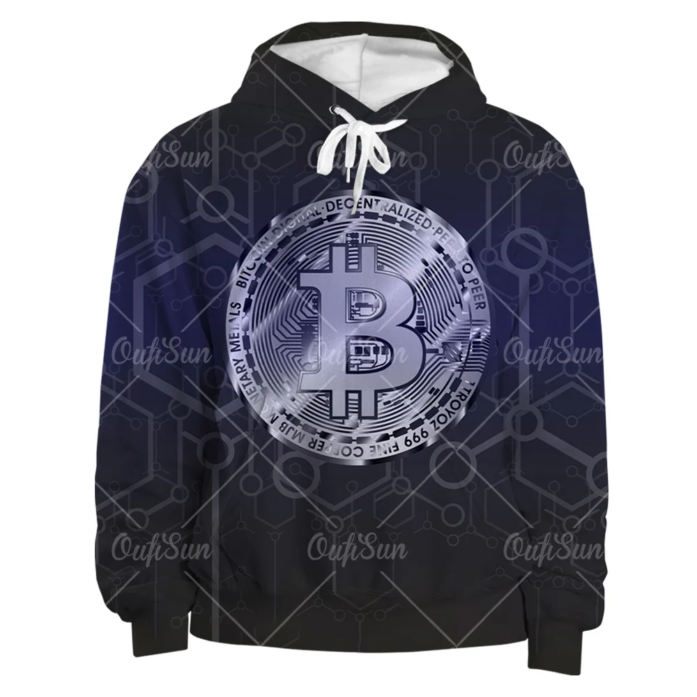 

New Trend Street 3d Printing Men's Encrypted Bitcoin Streetwear Hoodie Pullover Sweatshirt