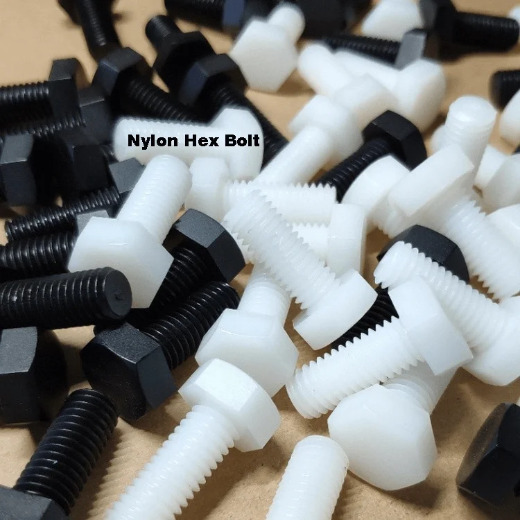 

M3 M4 M5 M6 M8 M10 M12 Nylon Black White Hex Bolt Metric Thread Hexagon Machine Screw