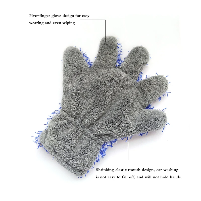 

High Density Microfiber Car Cleaning Glove Double-Sided Car Wash Cleaner Water-Absorbent Glove Car Care Tool 2020 New Hot