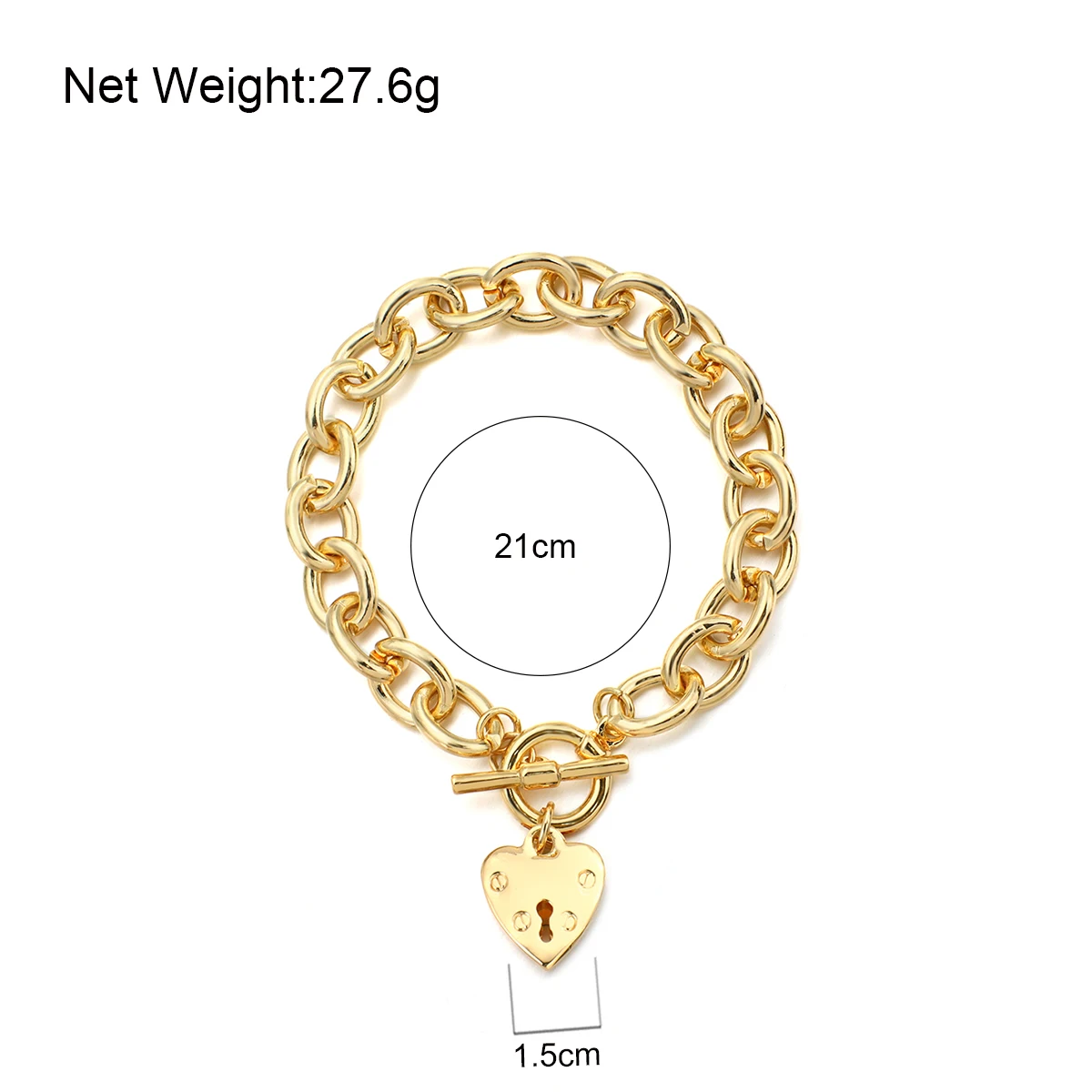 

Flashbuy Romantic Heart Lock Pendant Thick Chain Bracelet for Women Temperament Metal Plated Chic Bracelets Jewelry 2021