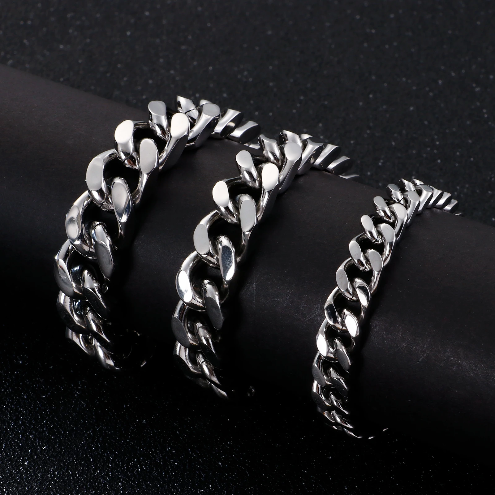 

9/11mm Men's Thick Cuban Chain Heavy Bracelet Stainless Steel Golden Black Men's Collar Collar Jewelry Gift to Him