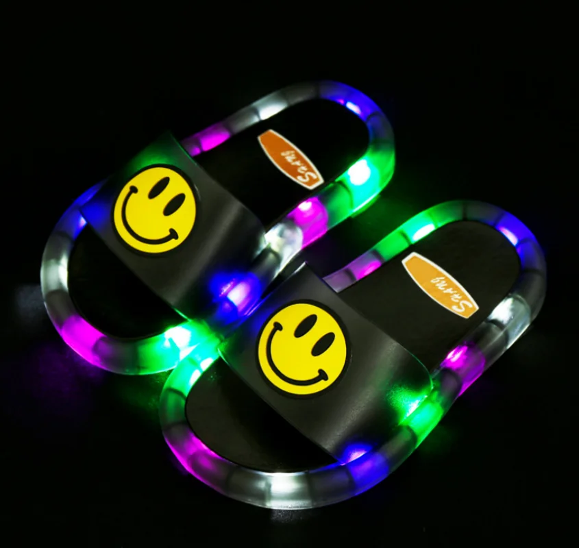 Уникальные тапочки Дизайнерские цветные Домашние детские Обувь с подсветкой для