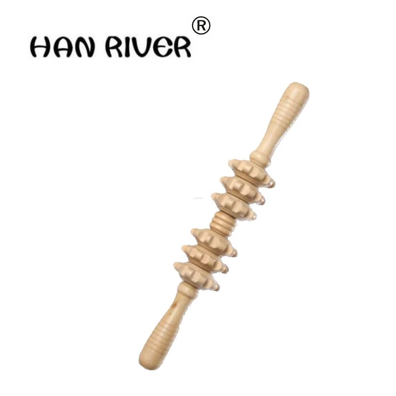 Серо-бежевая тонкая штанга для йоги и массажа тела массажная палочка спины