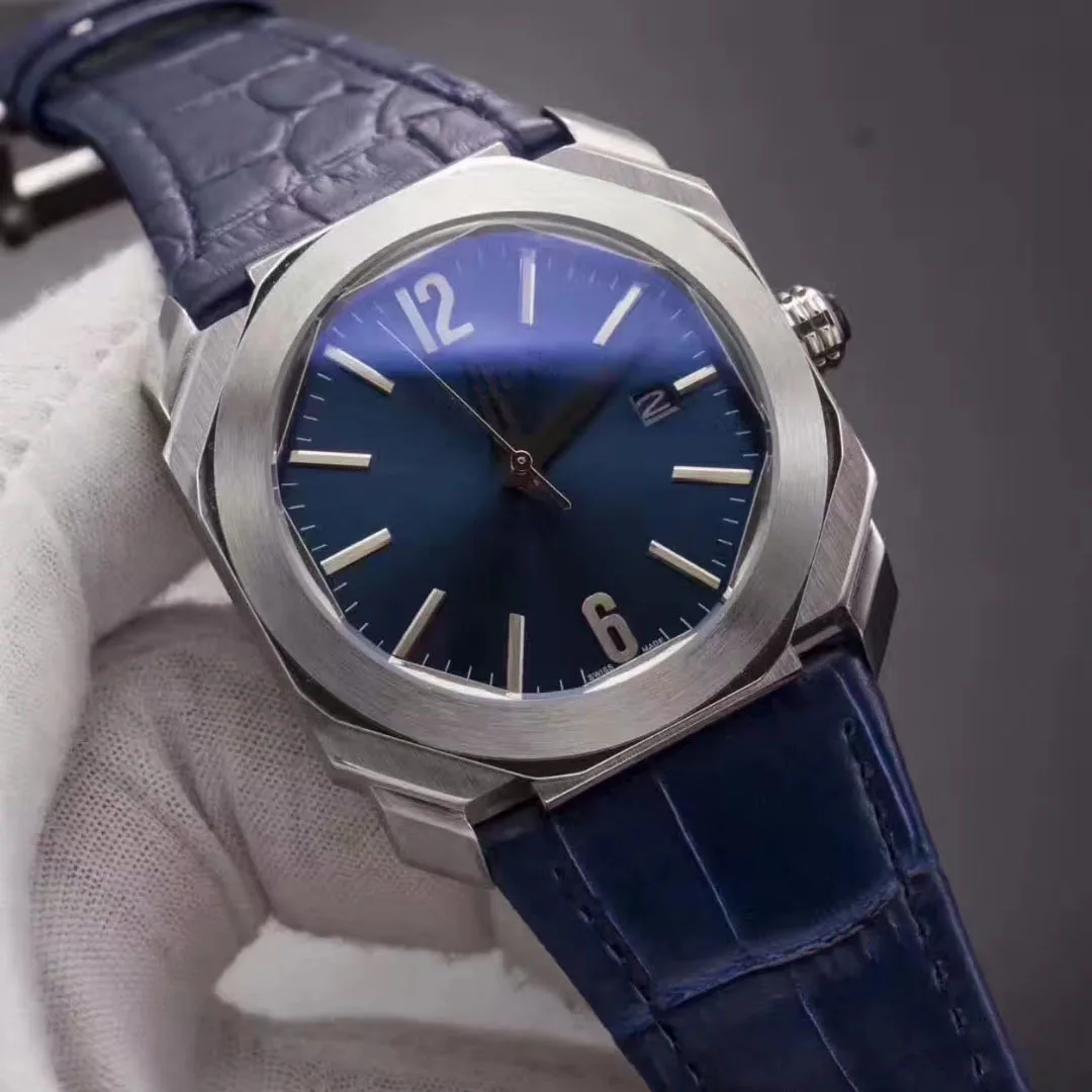 

luxury watch men 42mm Quartz 1905 tick movement OCTO Bv*g*ri have Battery leather stainless steel AAA