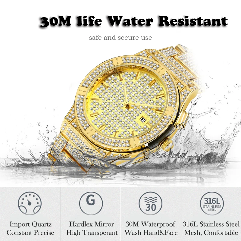 Большие серебряные мужские часы Missfox кварцевые с бриллиантами Лидер продаж